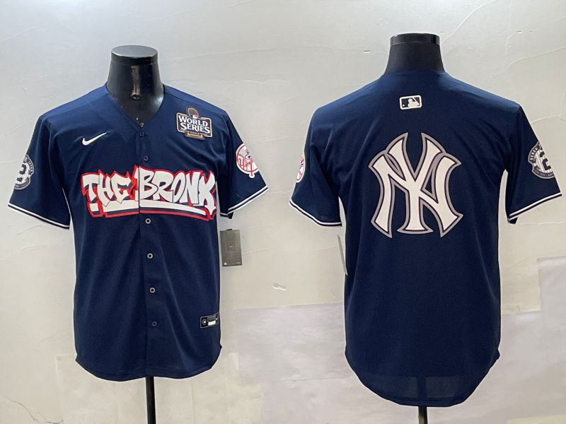 Men New York Yankees Blank Drak Blue four generations Joint Name 2025 Nike MLB Jersey style 23->new york yankees->MLB Jersey